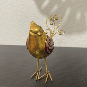 Vintage Gold Foiled Metal Cardinal Bird Figurine